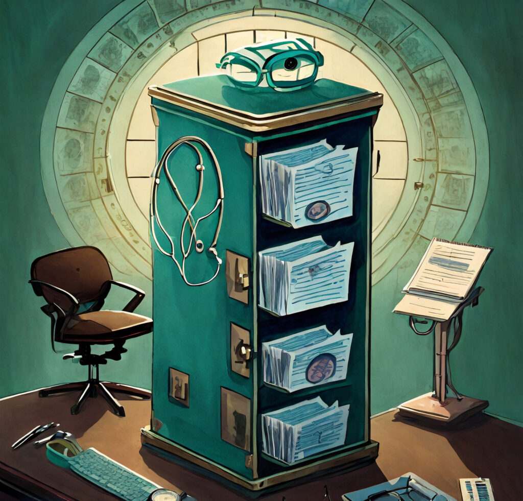 A panopticon where medical files can be seen from everywere
